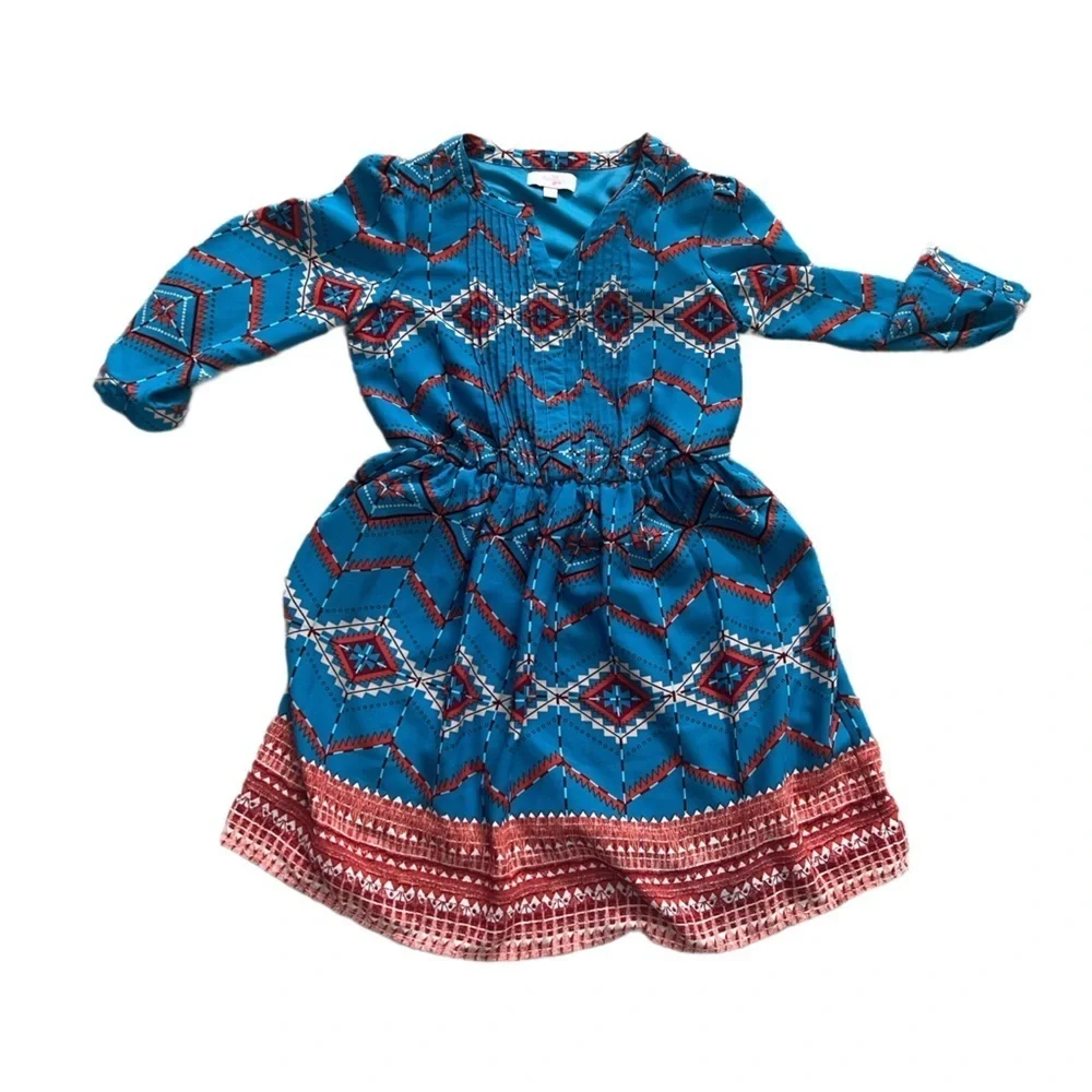 GB Girls Boho Red and Blue Patterned Dress Size Medium